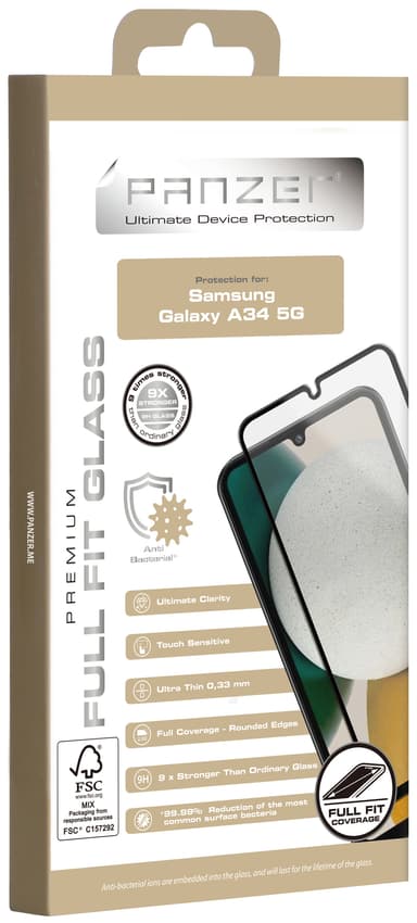Panzer Full-Fit skjermbeskytter Samsung Galaxy A34 (sort)