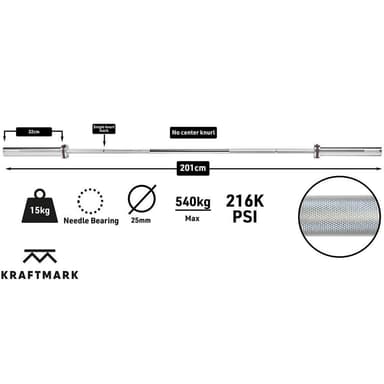 Kraftmark Vektstang 50 mm - Vektløfting 15kg
