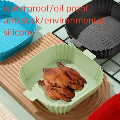 Silikonskål til Air Fryer 16,5x19,5 cm Grønn