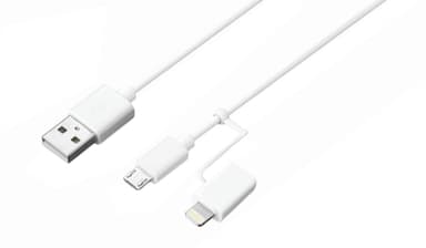 Sandstrøm micro-USB kabel 1m med Lightning-adapter