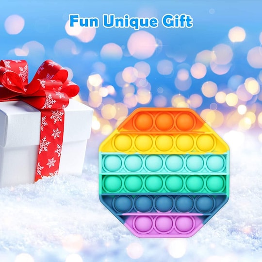 INF Pop it Fidget Toy med bobler åttekantede regnbuefarger