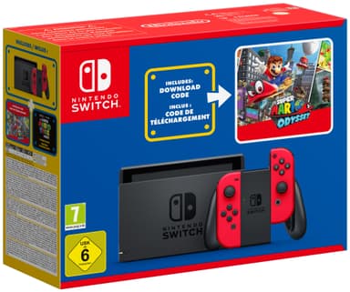 Nintendo Switch spillkonsoll med Super Mario Odyssey nedlastingskode
