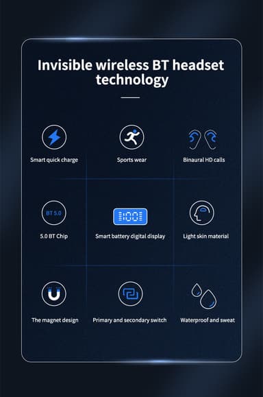 Trådløse ørepropper Bluetooth 5.0 Touch Control Hvit