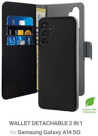 Puro Samsung Galaxy A14 2-i-1 lommebokdeksel (sort)