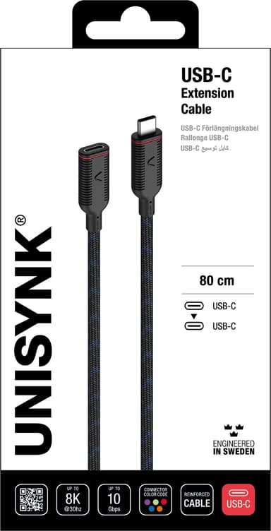 Unisynk USB-C forlengingskabel (80 cm)