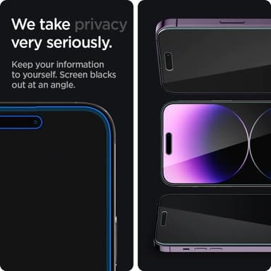 Spigen iPhone 14 Pro Max Skjermbeskytter GLAS.tR EZ Fit Privacy 2-pakning