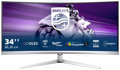 Philips Evnia 34" 34M2C8600 buet QD-OLED gamingskjerm