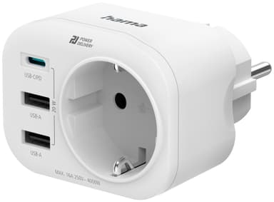 Hama 4-Way strømadapter (hvit)