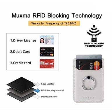 MUXMA Kortholder Ringstativ RFID Blokkerende Kredittkort - Hvit