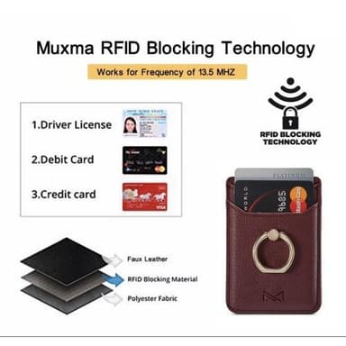 MUXMA Kortholder Ringstativ RFID-blokkerende kredittkort Vinrød