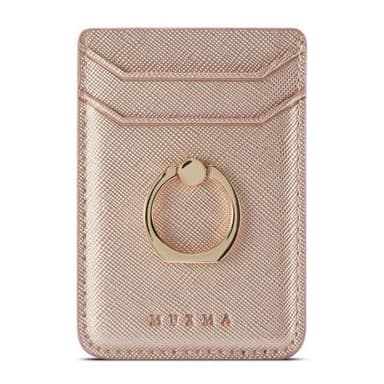 MUXMA Kortholder Ringstativ RFID-blokkerende kredittkort - Rose Gold