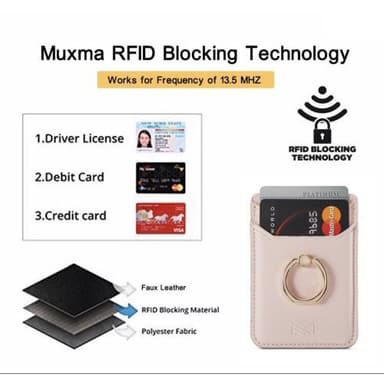 MUXMA Kortholder Ringstativ RFID Blokkerende Kredittkort - Rosa