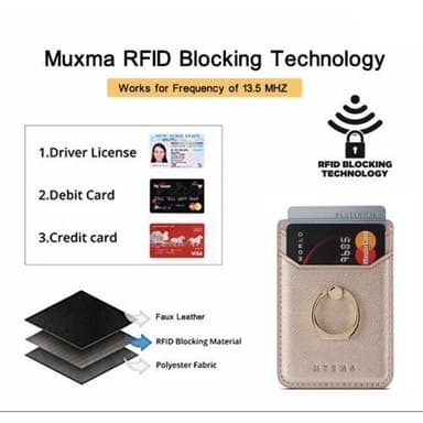 MUXMA Kortholder Ringstativ RFID-blokkerende kredittkort - Rose Gold