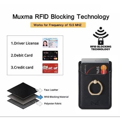 MUXMA Kortholder Ringstativ RFID Blokkerende Kredittkort - Svart