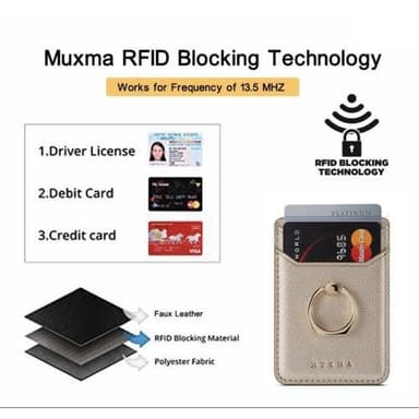 MUXMA Kortholder Ringstativ RFID Blokkerende Kredittkort - Gull
