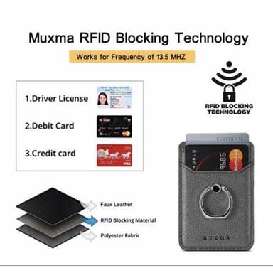 MUXMA Kortholder Ringstativ RFID Blokkerende Kredittkort - Svart