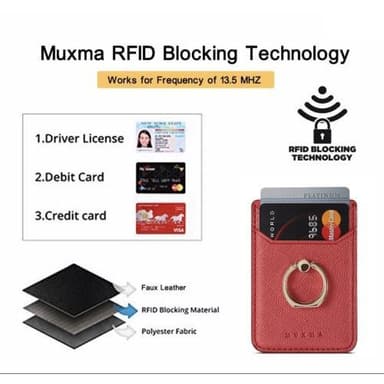 MUXMA Kortholder Ringstativ RFID Blokkerende Kredittkort - Rød