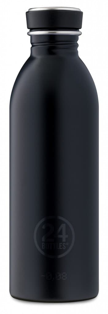 Enkeltvegget drikkeflaske i stål fra 24Bottles, Tuxedo Black