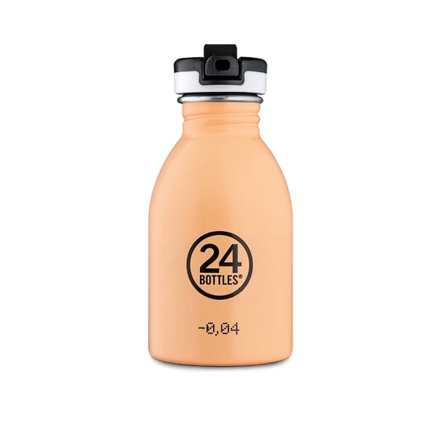 Enkeltvegget drikkeflaske med drikkekork fra 24Bottles, Peachy Orange