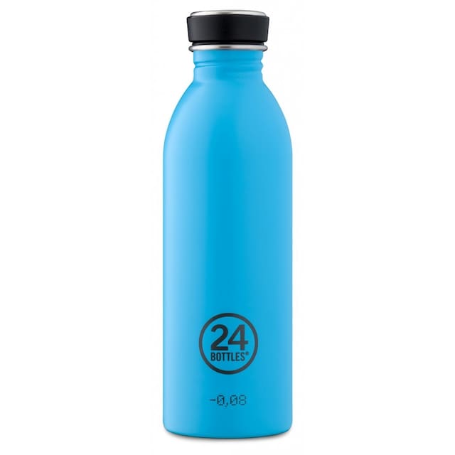Enkeltvegget drikkeflaske i stål fra 24Bottles, Lagoon Blue