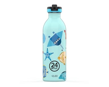 Enkeltvegget drikkeflaske med drikkekork fra 24Bottles, Sea Friends