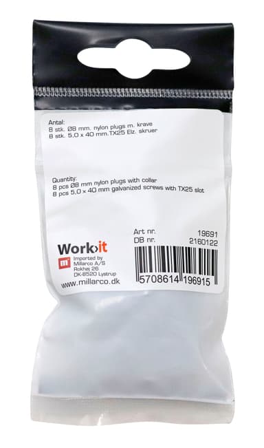 Work>it® plugger med skruer 8 stk.