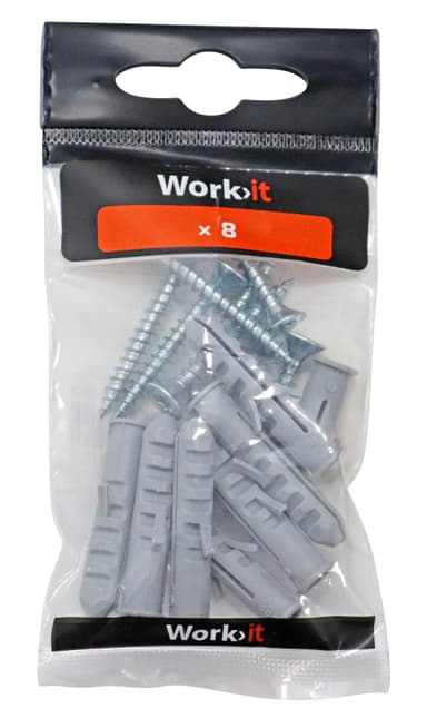 Work>it® plugger med skruer 8 stk.