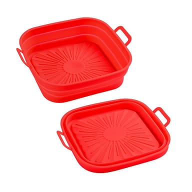 INF Sammenleggbar firkantet Air Fryer silikonform 17,5 cm Rød