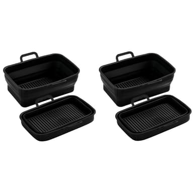 INF Sammenleggbar firkantet Air Fryer silikonskål 2-pakning Sort Ninja 201410