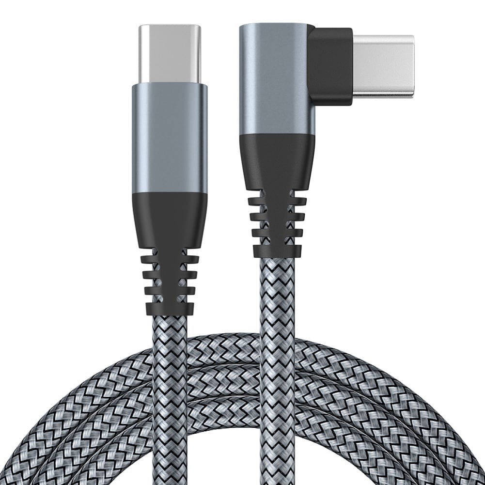 USB-C lader med vinklet kontakt 60 W hurtiglading Grå 3 m
