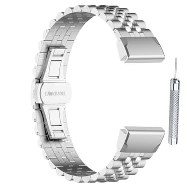 Klockarmband i rostfritt stål Sølv Garmin Fenix 6X GPS/6X Pro/6X Sapphire GPS/5X Sapphire/5X GPS/5X Plus/3/3 HR/3 Sapphire/D2 Bravo/Quaitx 3/Tactix Bravo/Descent MK1