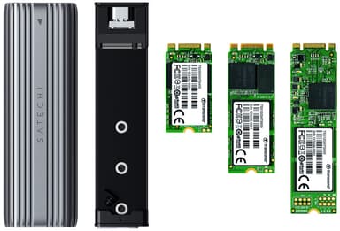 Satechi M.2 NVMe- og SATA SSD-kabinett (grå)