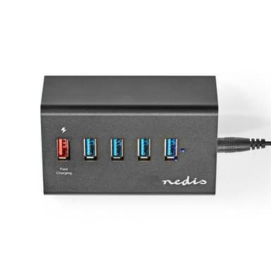 Nedis USB-hub | USB Micro-B Female | USB-A Hun | 5-Port port(s) | QC3.0 / USB 3.2 Gen 1 | Nettstrøm drevet / USB-Strøm | 5 Gbps | 5x USB