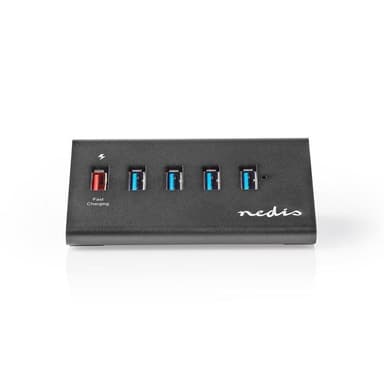 Nedis USB-hub | USB Micro-B Female | USB-A Hun | 5-Port port(s) | QC3.0 / USB 3.2 Gen 1 | Nettstrøm drevet / USB-Strøm | 5 Gbps | 5x USB