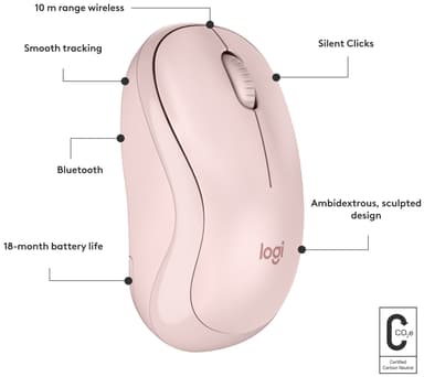 Logitech M240 Silent Bluetooth trådløs datamus (rose)