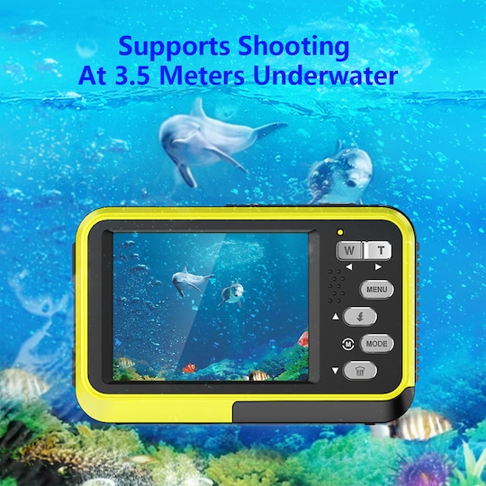 Undervannskamera vanntett 48MP/4K/16x zoom/dobbel skjerm/autofokus Blå