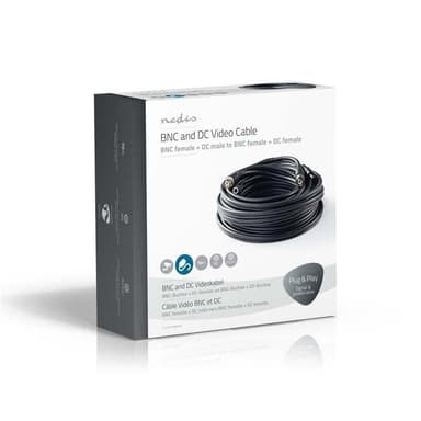 CCTV-kabel BNC / likestrøm | RG59 | 10 m | forhåndsmonterte kontakter