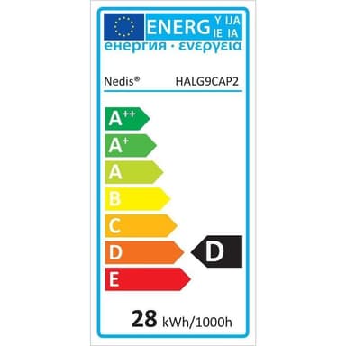 Nedis Halogenlampe G9 | 28 W | 320 lm | 2800 K | Varm Hvit | Klart | Antall lamper i pakningen: 2 stk