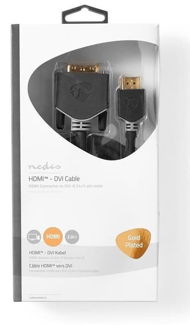 HDMI - DVI-kabel | HDMIâ„¢-kontakt - DVI-D 24 + 1-pinners, hann | 2,0 m | Antrasit