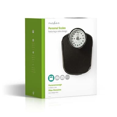 Nedis Personvekt | Analog | Sort | Gummi | Anti skli veieplatform | Maksimal vekttrykk: 160 kg