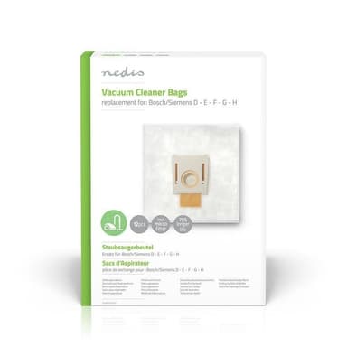 Nedis Støvsugepose- | 12 stk. | Syntetisk | Mest solgt for: Bosch / Siemens | Hvit