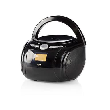 Nedis CD-spiller Boombox | Batteri drevet / Nettstrøm drevet | Stereo | 9 W | Bluetooth® | FM | USB-avspilling | Bære håndtak | Sort