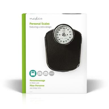 Nedis Personvekt | Analog | Sort | Gummi | Anti skli veieplatform | Maksimal vekttrykk: 160 kg