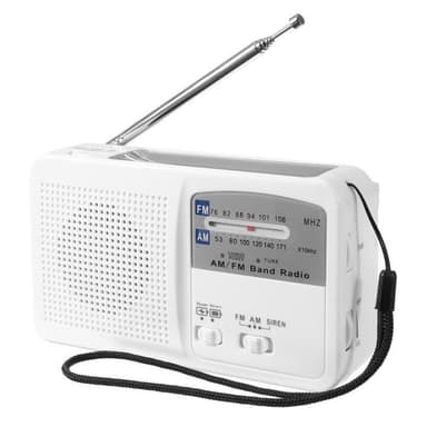 Multifunksjonell sveiveradio med LED-lampe - FM-radio, USB, Solcelle, Dynamo RD369