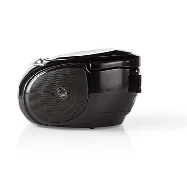 Nedis CD-spiller Boombox | Batteri drevet / Nettstrøm drevet | Stereo | 9 W | Bluetooth® | FM | USB-avspilling | Bære håndtak | Sort