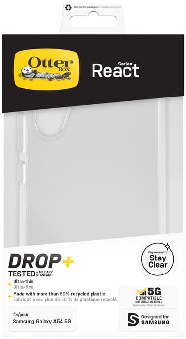 OtterBox React Galaxy A54 5G telefondeksel (gjennomsiktig)