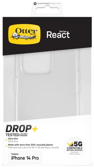 OtterBox React iPhone 14 Pro deksel (gjennomsiktig)