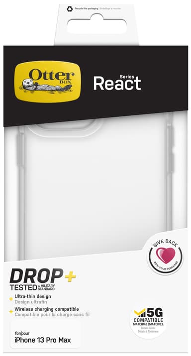 OtterBox React iPhone 13 Pro Max /12 Pro Max deksel (transparent)