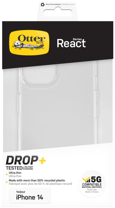 OtterBox React iPhone 14 deksel (gjennomsiktig)