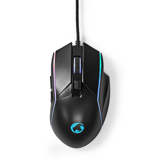 Nedis Gaming Mouse | Wired | 800 / 1200 / 2400 / 3200 / 4800 / 7200 dpi | Justerbar DPI | Antall knapper: 6 | Right-Handed | 1.50 m | LED